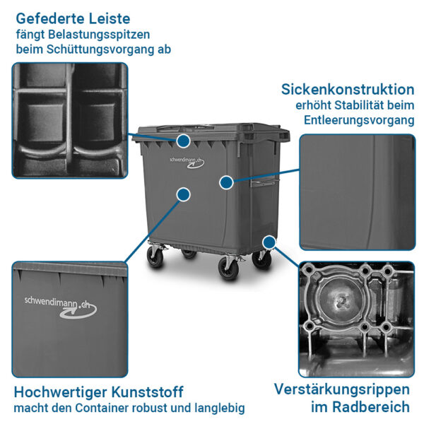 weitere Vorteile unserer 660 und 800 Liter Container